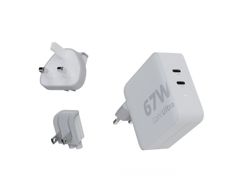 XTORM ŁADOWARKA SIECIOWA TURYSTYCZNA 67W GAN, 1X USB-C PD 67W, 1X USB-C PD 20W, WYMIENNE KOŃCÓWKI EU/UK/USA, KABEL USB-C 2M XTORM ŁADOWARKA SIECIOWA TURYSTYCZNA 67W GAN, 1X USB-C PD 67W, 1X USB-C PD 20W, WYMIENNE KOŃCÓWKI EU/UK/USA, KABEL USB-C 2M
