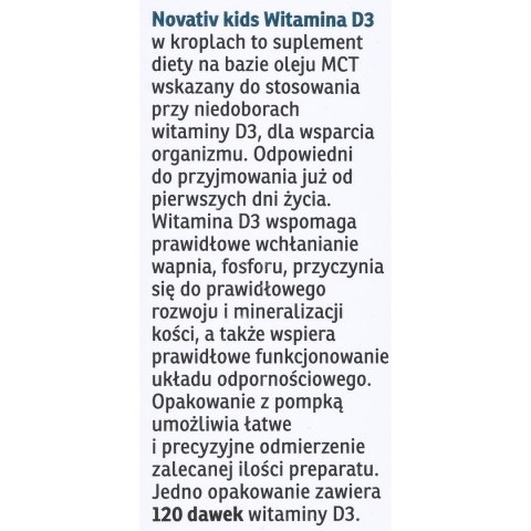 Novativ Kids Witamina D3 w kroplach 20ml Novativ Kids Witamina D3 w kroplach 20ml