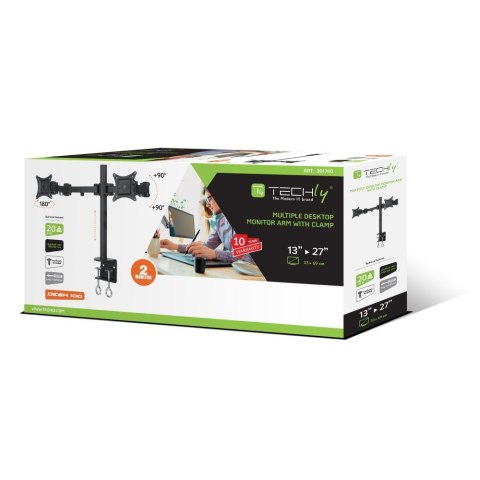 TECHLY PODWÓJNY UCHWYT BIURKOWY LED/LCD 13-27 CALI TECHLY PODWÓJNY UCHWYT BIURKOWY LED/LCD 13-27 CALI