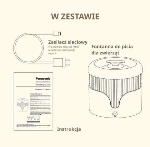 Poidło fontannowe dla zwierząt Panasonic CP-JNW01CW, białe Poidło fontannowe dla zwierząt Panasonic CP-JNW01CW, białe