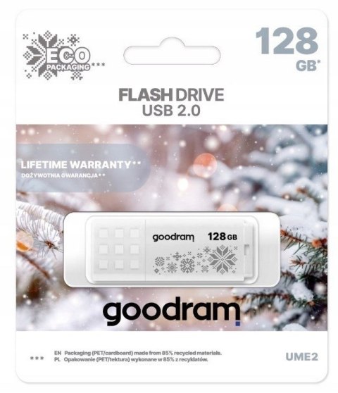 Pendrive GoodRam UME2-1280W00R11-WI (128GB; USB 2.0; kolor biały) WINTER Pendrive GoodRam UME2-1280W00R11-WI (128GB; USB 2.0; kolor biały) WINTER