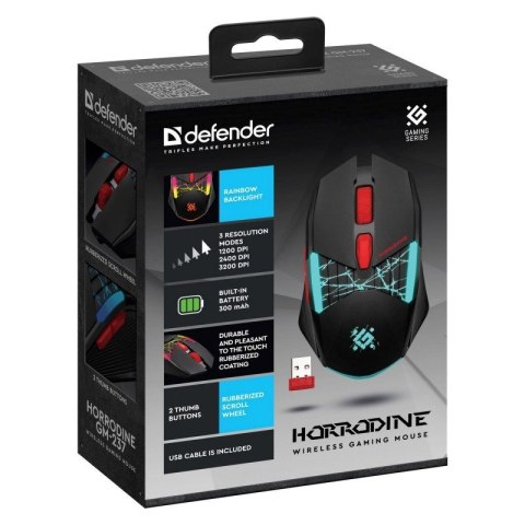DEFENDER MYSZ GM-237 HORRODINE RF 3200dpi 6P CZARNA DEFENDER MYSZ GM-237 HORRODINE RF 3200dpi 6P CZARNA
