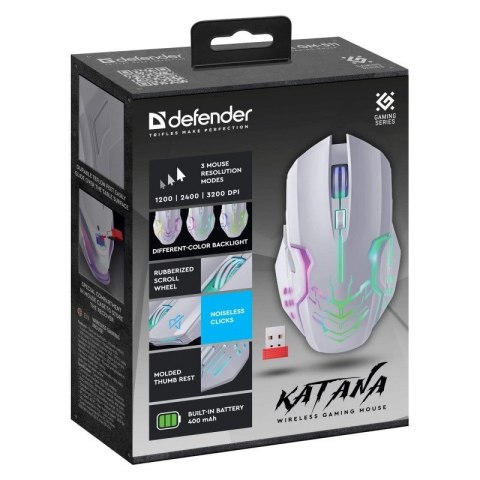DEFENDER MYSZ GM-511 KATANA RF 3200dpi 7P BIAŁA DEFENDER MYSZ GM-511 KATANA RF 3200dpi 7P BIAŁA