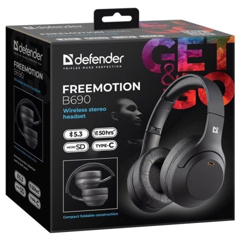 DEFENDER SŁUCHAWKI BLUETOOTH FREEMOTION B690 CZARNE DEFENDER SŁUCHAWKI BLUETOOTH FREEMOTION B690 CZARNE