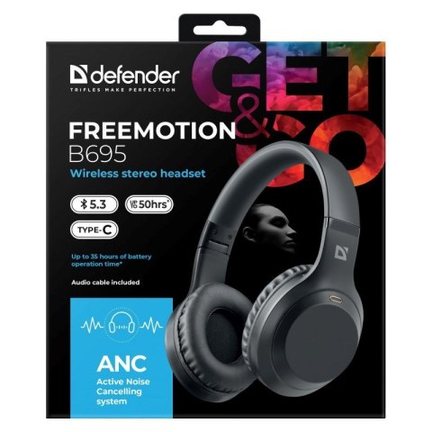 DEFENDER SŁUCHAWKI BLUETOOTH FREEMOTION B695 ANC CZARNE DEFENDER SŁUCHAWKI BLUETOOTH FREEMOTION B695 ANC CZARNE