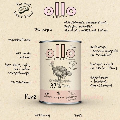 Ollo Puppy Pure Indyk 400g Ollo Puppy Pure Indyk 400g