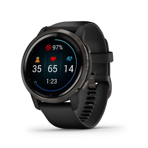 Zegarek Garmin Venu 2 (45 mm) Slate Stainless Steel Bezel / Black Case / Silicone Band Zegarek Garmin Venu 2 (45 mm) Slate Stainless Steel Bezel / Black Case / Silicone Band