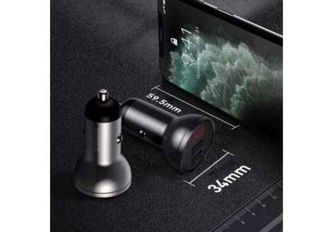 BASEUS ŁADOWARKA SAMOCHODOWA Z WYŚWIETLACZEM,2XUSB BASEUS ŁADOWARKA SAMOCHODOWA Z WYŚWIETLACZEM,2XUSB
