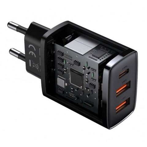 BASEUS ŁADOWARKA SIECIOWA 2XUSB, USB-C (CZARNA) BASEUS ŁADOWARKA SIECIOWA 2XUSB, USB-C (CZARNA)