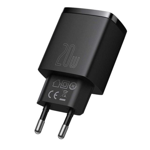 BASEUS ŁADOWARKA SIECIOWA USB, USB-C (CZARNA) BASEUS ŁADOWARKA SIECIOWA USB, USB-C (CZARNA)