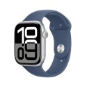 Zegarek Apple Watch Series 10 GPS 46mm Srebrna aluminiowa koperta z paskiem sportowym S/M - Denim