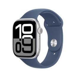 Zegarek Apple Watch Series 10 GPS 46mm Srebrna aluminiowa koperta z paskiem sportowym S/M - Denim