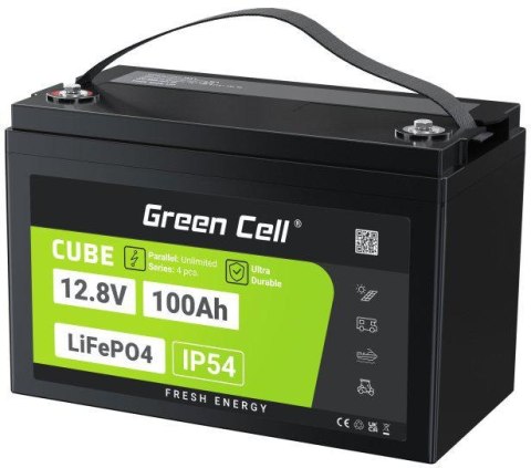 GREEN CELL AKUMULATOR LITOWO-ŻELAZOWO-FOSFORANOWY LiFePO4 Green Cell Cube 12.8V 100Ah LFPGC12V100AH