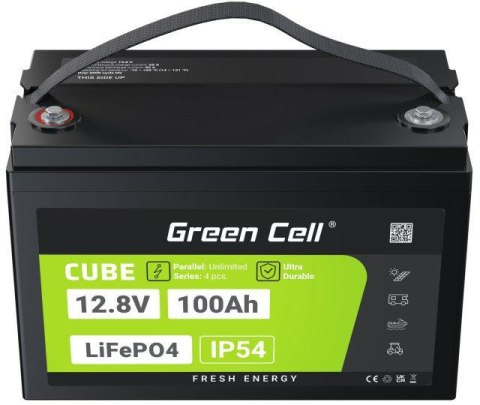 GREEN CELL AKUMULATOR LITOWO-ŻELAZOWO-FOSFORANOWY LiFePO4 Green Cell Cube 12.8V 100Ah LFPGC12V100AH