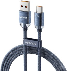 VOLTAGE Kabel USB-A / USB-C Voltage PureCrystal 66W 200cm niebieski