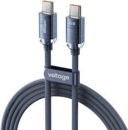 VOLTAGE Kabel USB-C / USB-C Voltage PureCrystal 100W PD 200cm niebieski