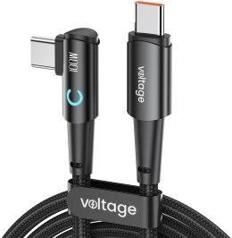 VOLTAGE Kabel USB-C / USB-C kątowy Voltage PowerAngle 100W PD 200cm czarny