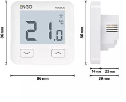 ENGO CONTROLS ENGO Controls E10-MBUSW - Regulator temperatury, MODBUS, 230V, Internetowy, podtynkowy, Wi-Fi
