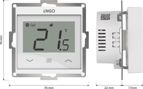 ENGO CONTROLS ENGO Controls E55-W - Regulator temperatury do ramki 55x55, 230V, biały, Internetowy, Wi-Fi