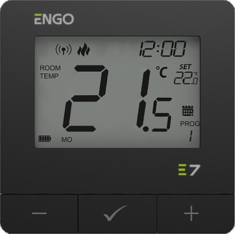 ENGO CONTROLS ENGO Controls E7-RFB - Programowany, bezprzewodowy regulator temperatury, czarny