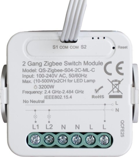 ENGO CONTROLS ENGO Controls EL2-WN - Sterownik do oświetlenia, podwójny, 230V bez przewodu neutralnego