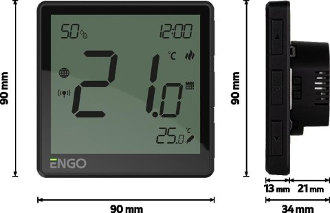 ENGO CONTROLS ENGO Controls EONE-230B - Regulator temperatury, 230V, czarny, Internetowy, podtynkowy, ZigBee