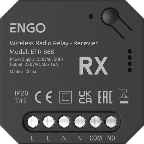 ENGO CONTROLS ENGO Controls ETR-868 - Przekaźnik bezprzewodowy EngoLink, nadajnik+odbiornik sterowany radiowo, 868Mhz, 230V