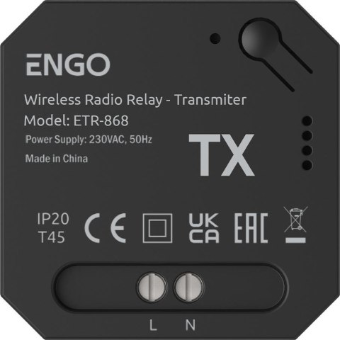 ENGO CONTROLS ENGO Controls ETR-868 - Przekaźnik bezprzewodowy EngoLink, nadajnik+odbiornik sterowany radiowo, 868Mhz, 230V