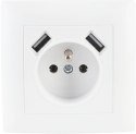 VCX Gniazdo pojedyncze z uziemieniem z USB VCX WESA LC 13A Biały