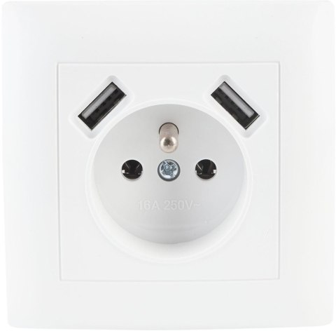VCX Gniazdo pojedyncze z uziemieniem z USB VCX WESA LC 13A Biały