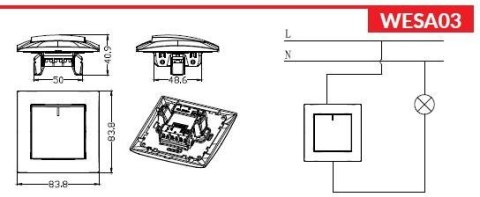 VCX Łącznik pojedynczy z podświetleniem VCX WESA LC 03 Biały