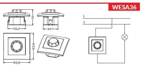 VCX Ściemniacz obrotowy LED 200/600W VCX WESA LC 36A Biały