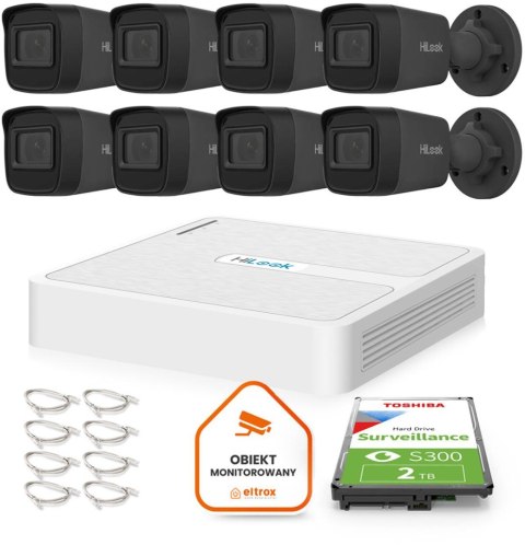 HILOOK Zestaw do monitoringu Hilook 8 kamer IP IPCAM-B4-P Black 2K+