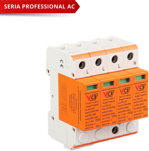 VCX Ogranicznik przepięć klasy B+C 4P (T1T2) 6kA VCX Professional
