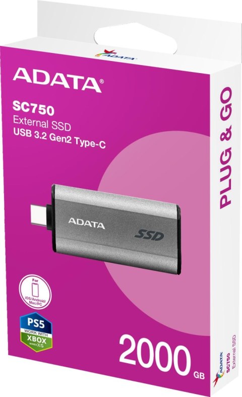 ADATA Adata Zewnętrzny dysk SSD SC750 2000G USB3.2C 1050/1000 MB/s