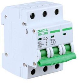 GACIA Wyłącznik nadmiarowoprądowy,6kA,C,3-pola,25A GACIA SB6L C 3P 25A