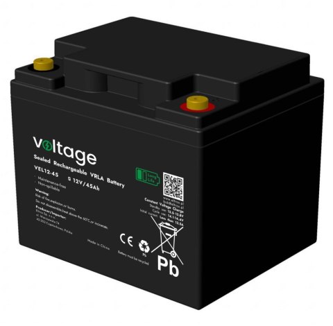 VOLTAGE Akumulator AGM Voltage Long Life 12V 45Ah VEL12-45 (Żywotność 15 lat)