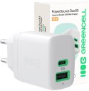 GREEN CELL ŁADOWARKA SIECIOWA Greencell PowerSource Duo30 30W 1xUSB-C 1xUSB-A PD 3.0 QC 4.0+ biała