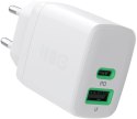 GREEN CELL ŁADOWARKA SIECIOWA Greencell PowerSource Duo30 30W 1xUSB-C 1xUSB-A PD 3.0 QC 4.0+ biała