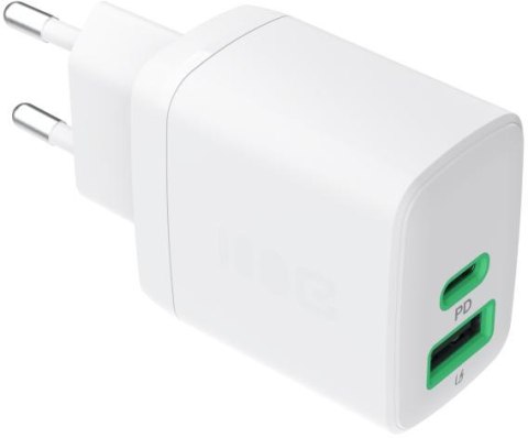 GREEN CELL ŁADOWARKA SIECIOWA Greencell PowerSource Duo30 30W 1xUSB-C 1xUSB-A PD 3.0 QC 4.0+ biała