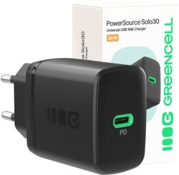 GREEN CELL ŁADOWARKA SIECIOWA Greencell PowerSource Solo30 30W 1xUSB-C PD 3.0 QC 4.0+ czarna