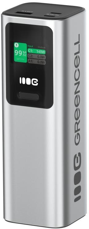 GREEN CELL POWERBANK Greencell PowerPlay Ultra 25200mAh SZYBKIE ŁADOWANIE 140W 2x USB-C PD 1x USB-A
