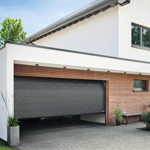 HORMANN Brama garażowa segmentowa Renomatic/Hormann z napędem Supramatic E i szyną FS10-K - przetłoczenia M Woodgrain. Wymiar 5000x2250m