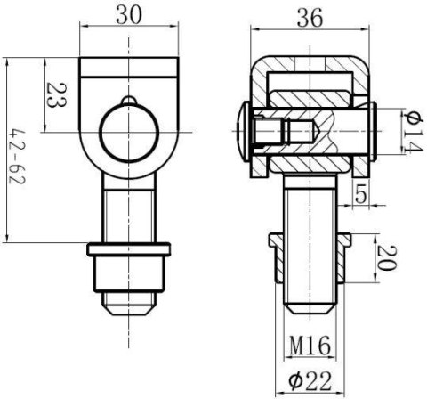 PSG Zawias ocynkowany PSG 61.001.01 do wspawania - gwint M16 (ucho ocynkowane)