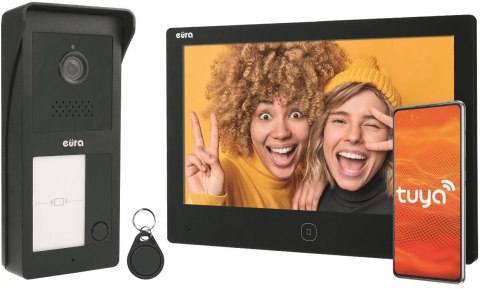 EURA Wideodomofon EURA 2-żyłowy VDP-49A3-2TY czarny Tuya