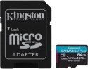 KINGSTON Karta pamięci microSD 64GB Kingston CanvasGo! Plus 200MB/s A2 U3 V30 + adapter