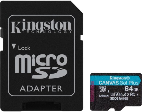KINGSTON Karta pamięci microSD 64GB Kingston CanvasGo! Plus 200MB/s A2 U3 V30 + adapter