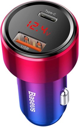 BASEUS Ładowarka samochodowa Baseus Magic Series PPS USB-C/USB-A 45W różowo-niebieska