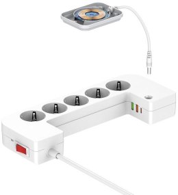 ENERGIZER LISTWA ANTYPRZEPIĘCIOWA Z ZABEZPIECZENIEM Energizer 5x SCHUKO 2x USB-A 1x USB-C 2500W 10A KABEL 2M MAGNETIC