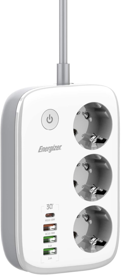ENERGIZER LISTWA ZASILAJĄCA SMART Energizer Z Wi-Fi I APP 3x SCHUKO 3x USB-A 1x USB-C 2500W 10A KABEL 2M